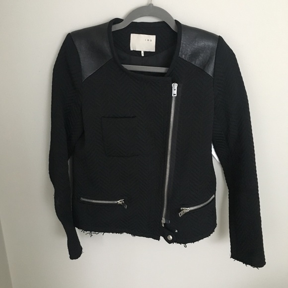 IRO phoebe moto jacket in black sz 1 - Picture 4 of 6